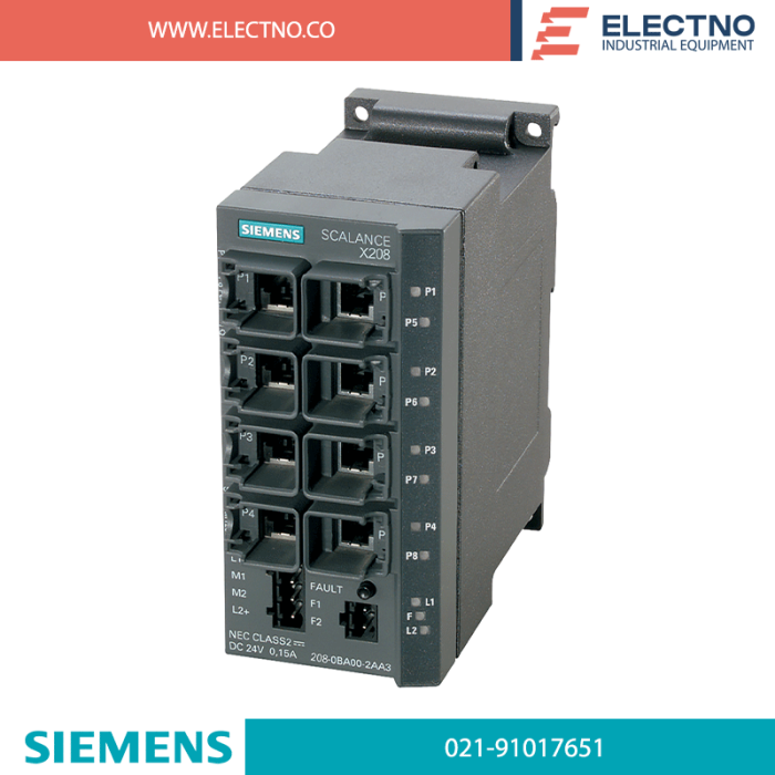 سوئیچ اترنت ارتباطات صنعتی کد 6GK5208-0BA10-2AA3 برند Siemens